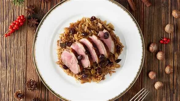 Bigos świąteczny na gęsiej piersi