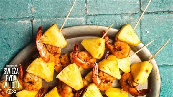 Szaszłyki z krewetek w marynacie jerk