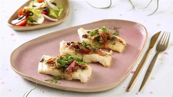 Zębacz smugowy pieczony w limonkowej marynacie