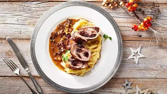 Roladki z szynki w sosie grzybowym